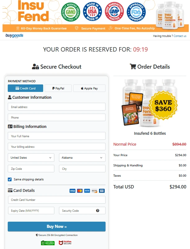 insufend insufend-secure-checkout-page